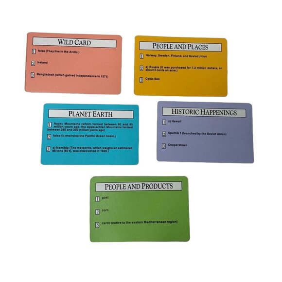 Trivia Card Set Category Wild Card Planet Earth People Places mq Crafting Junk J - Picture 4 of 8